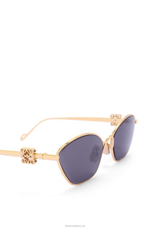 Loewe Women Anagram hexagonal sunglasses in metal 206XF1447 Smoke/Moka