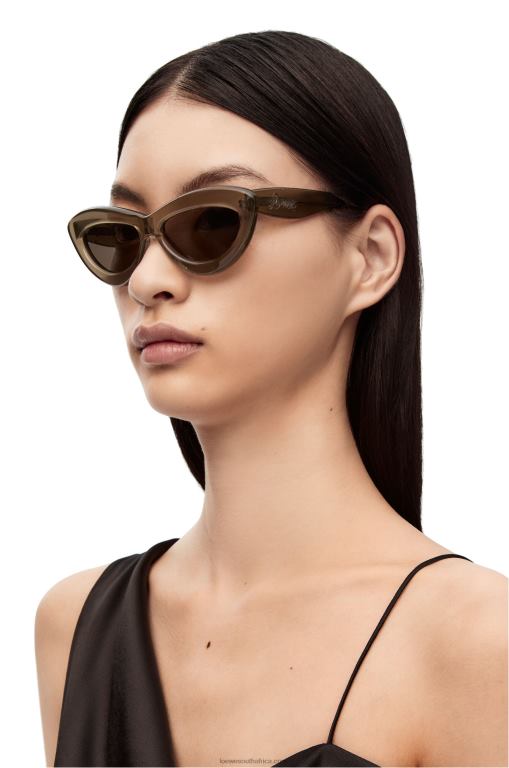 Loewe Women Cateye sunglasses in acetate 206XF1498 Brown Green