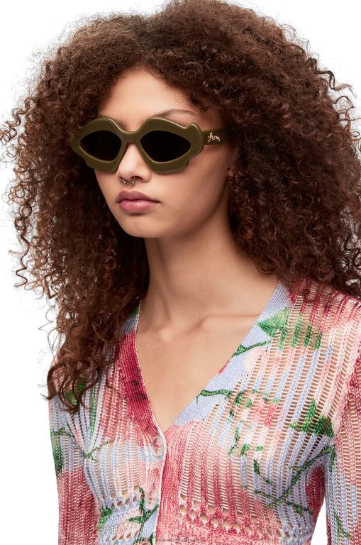 Loewe Women Flame sunglasses in acetate 206XF1468 Shiny Khaki