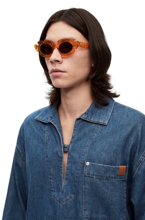 Loewe Women Flower sunglasses in injected nylon 206XF1461 Transparent Orange