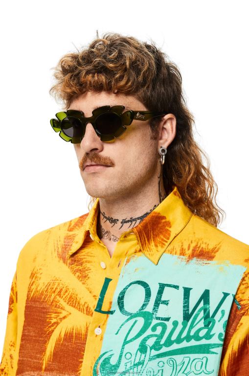 Loewe Women Flower sunglasses in injected nylon 206XF1462 Cactus Green