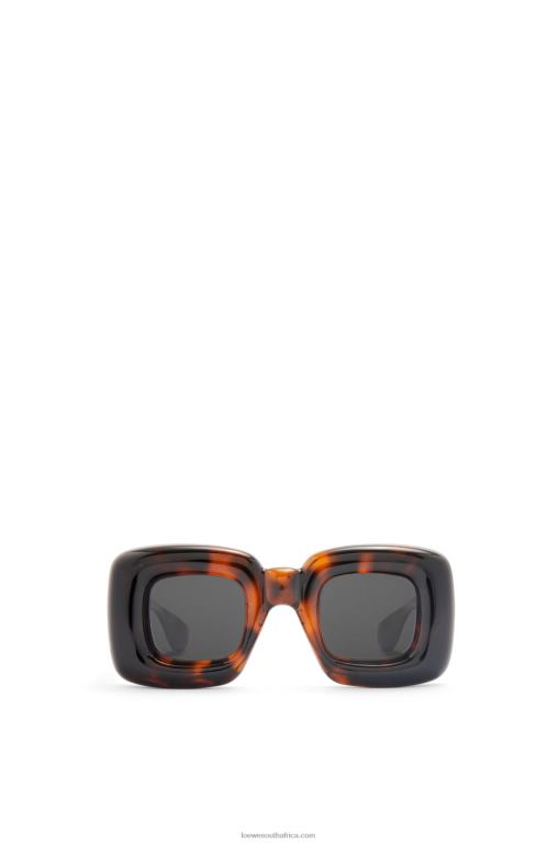 Loewe Women Inflated rectangular sunglasses in nylon 206XF1469 Havana