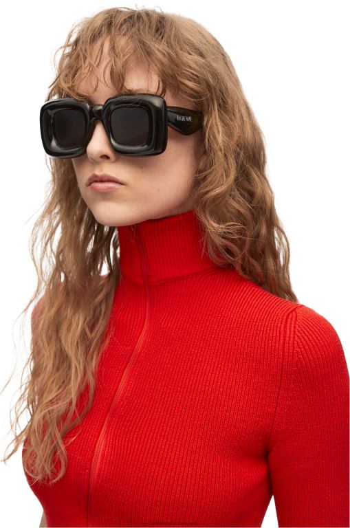 Loewe Women Inflated rectangular sunglasses in nylon 206XF1470 Black