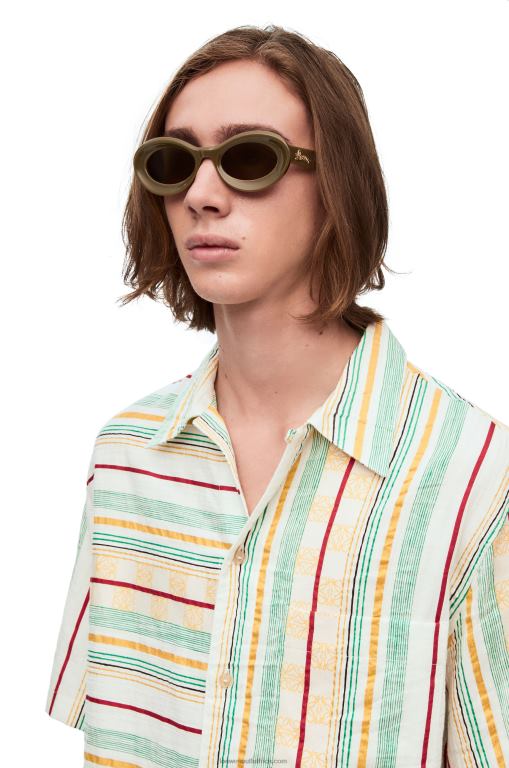 Loewe Women Loop sunglasses in acetate 206XF1455 Shiny Khaki