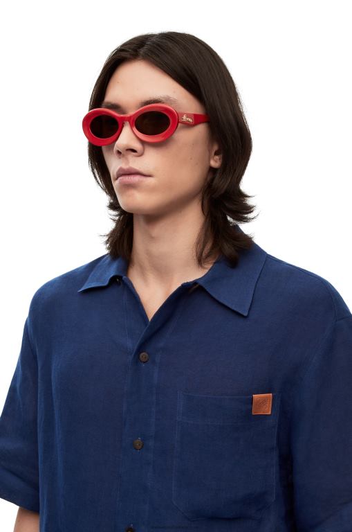 Loewe Women Loop sunglasses in acetate 206XF1458 Shiny Red