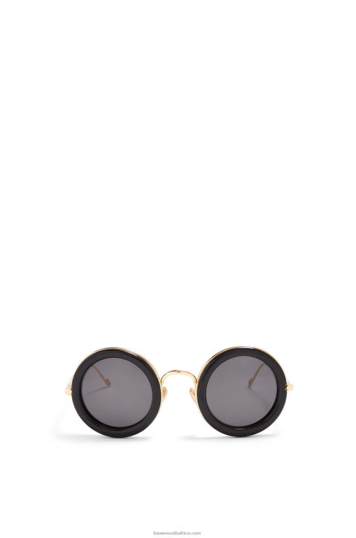 Loewe Women Round sunglasses in acetate 206XF1494 Black Gold