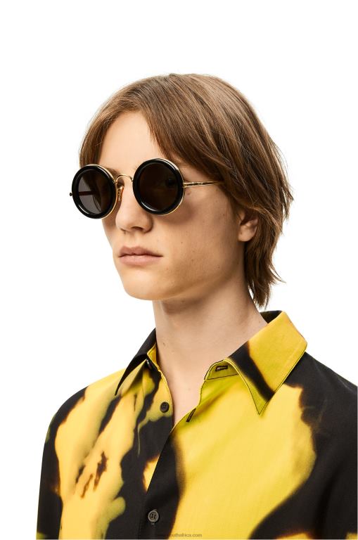 Loewe Women Round sunglasses in acetate 206XF1494 Black Gold