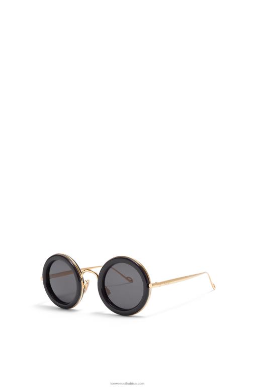 Loewe Women Round sunglasses in acetate 206XF1494 Black Gold