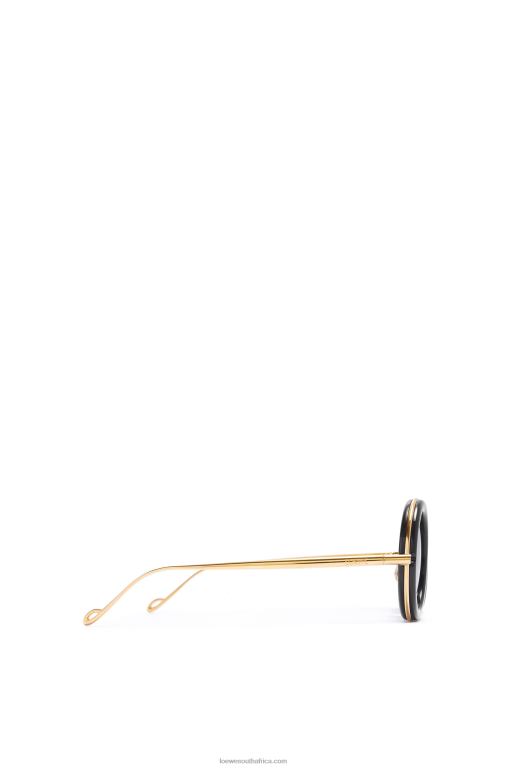 Loewe Women Round sunglasses in acetate 206XF1494 Black Gold