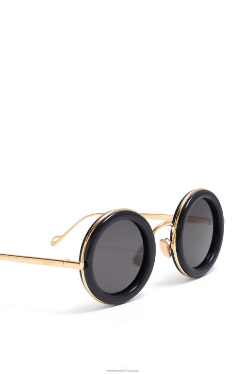 Loewe Women Round sunglasses in acetate 206XF1494 Black Gold