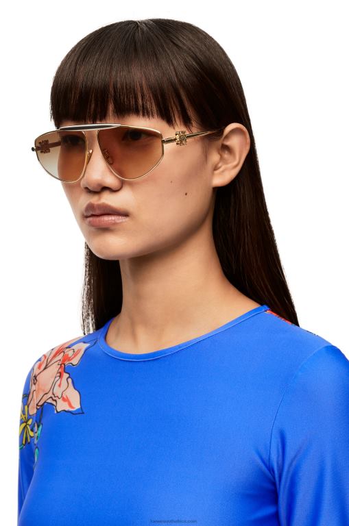 Loewe Women Spoiler new aviator sunglasses in metal 206XF1448 Winter Brown