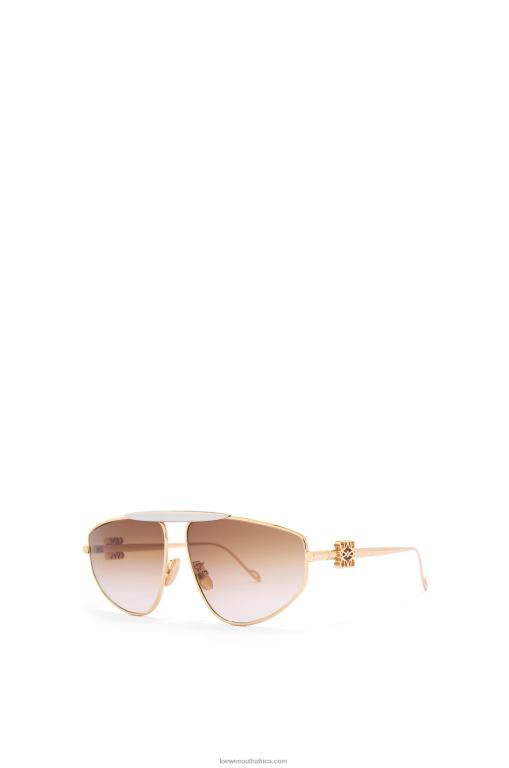 Loewe Women Spoiler new aviator sunglasses in metal 206XF1448 Winter Brown