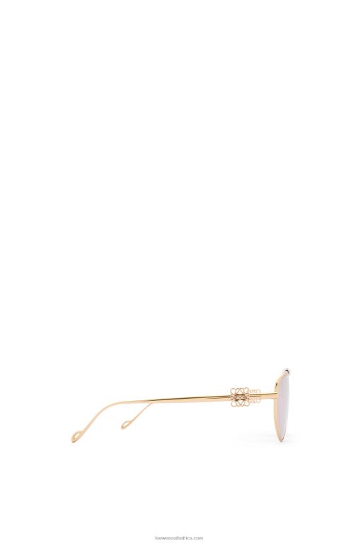 Loewe Women Spoiler new aviator sunglasses in metal 206XF1448 Winter Brown