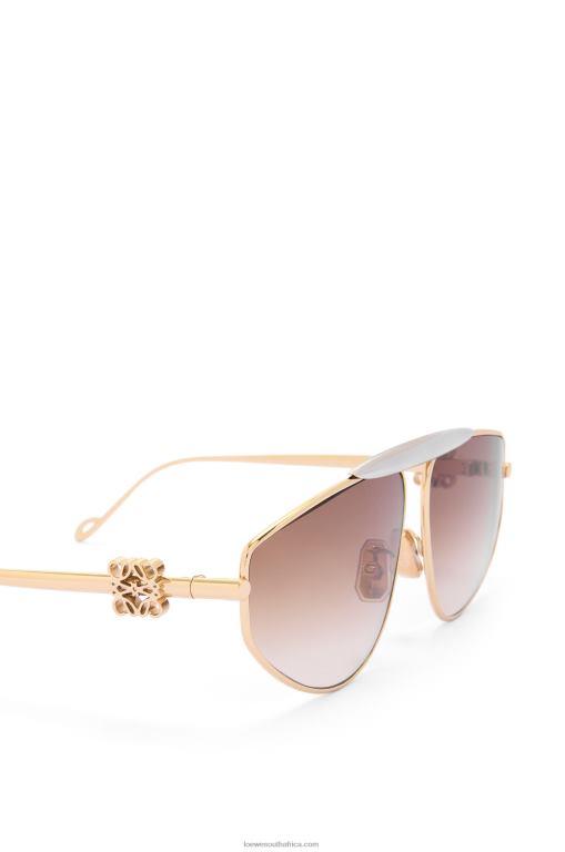 Loewe Women Spoiler new aviator sunglasses in metal 206XF1448 Winter Brown