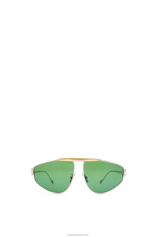 Loewe Women Spoiler new aviator sunglasses in metal 206XF1449 Dark Green