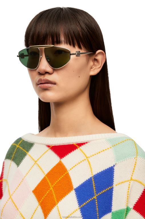 Loewe Women Spoiler new aviator sunglasses in metal 206XF1449 Dark Green