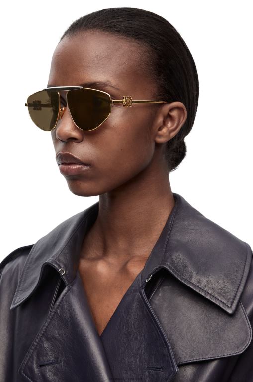 Loewe Women Spoiler new aviator sunglasses in metal 206XF1450 Gold Multitone