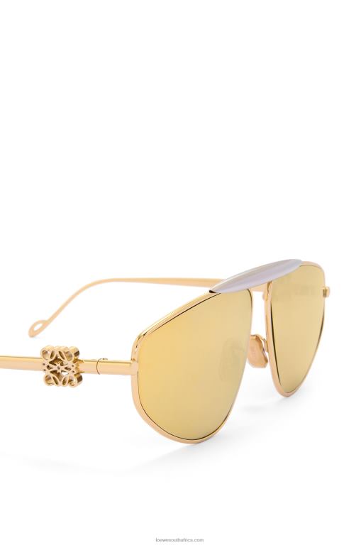 Loewe Women Spoiler new aviator sunglasses in metal 206XF1450 Gold Multitone