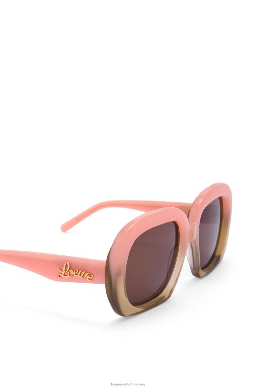Loewe Women Square halfmoon sunglasses in acetate 206XF1437 Jungle Green/Rosemary