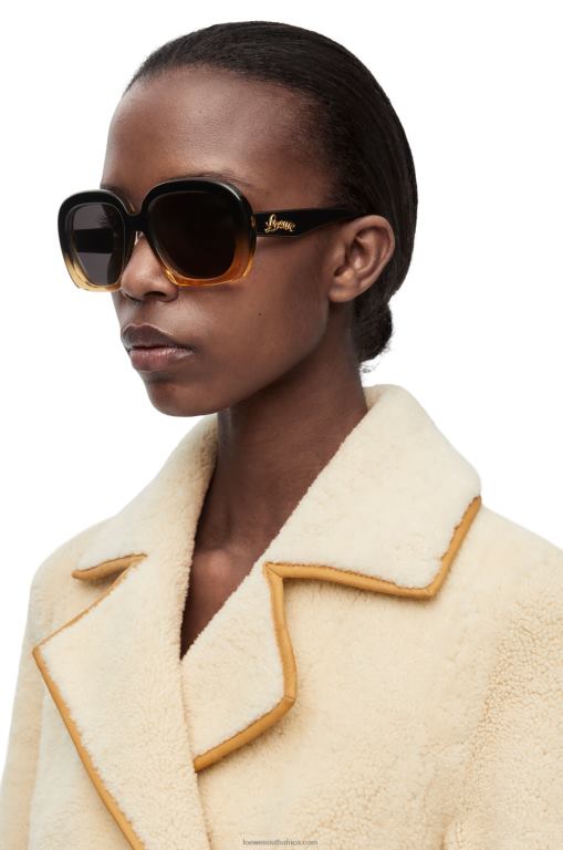 Loewe Women Square halfmoon sunglasses in acetate 206XF1438 Gradient Black/Beige