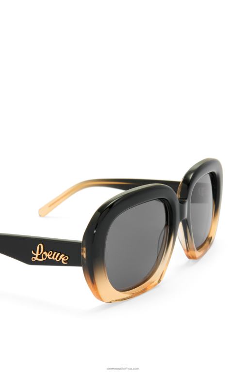 Loewe Women Square halfmoon sunglasses in acetate 206XF1438 Gradient Black/Beige