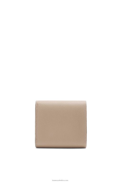 Loewe Women Anagram compact flap wallet in pebble grain calfskin 206XF1215 Sand