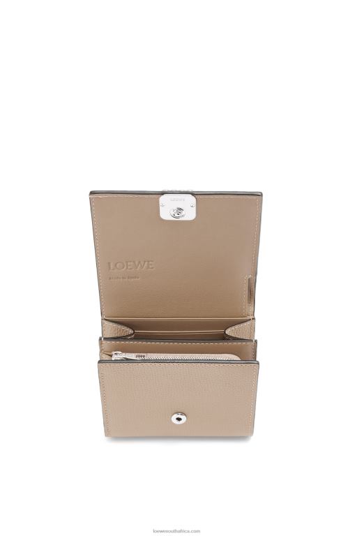 Loewe Women Anagram compact flap wallet in pebble grain calfskin 206XF1215 Sand