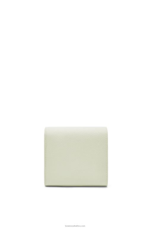 Loewe Women Anagram compact flap wallet in pebble grain calfskin 206XF1233 Light Celadon