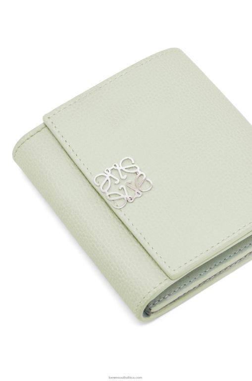 Loewe Women Anagram compact flap wallet in pebble grain calfskin 206XF1233 Light Celadon