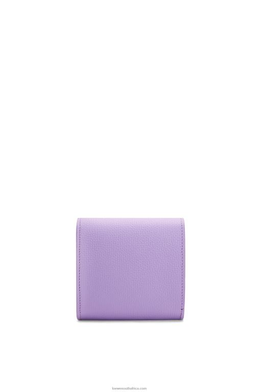 Loewe Women Anagram compact flap wallet in pebble grain calfskin 206XF1236 Light Mauve