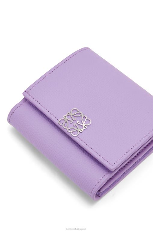 Loewe Women Anagram compact flap wallet in pebble grain calfskin 206XF1236 Light Mauve