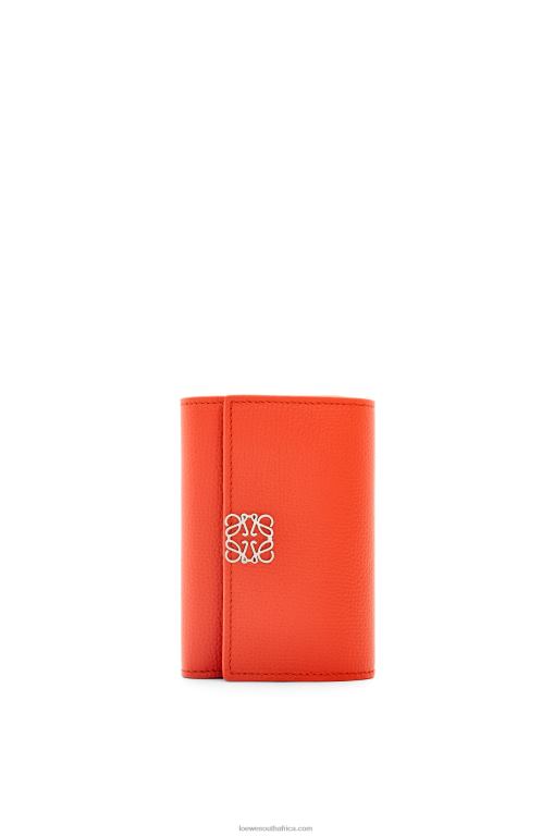 Loewe Women Anagram small vertical wallet in pebble grain calfskin 206XF1205 Sunrise Orange