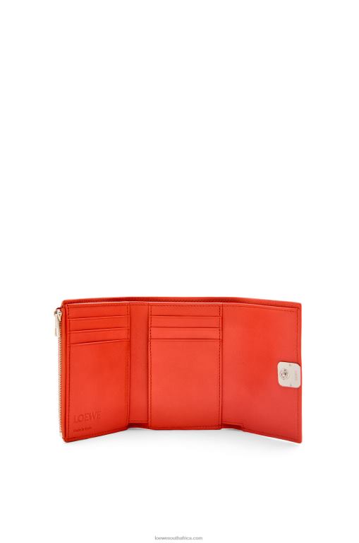 Loewe Women Anagram small vertical wallet in pebble grain calfskin 206XF1205 Sunrise Orange