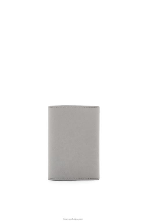 Loewe Women Anagram small vertical wallet in pebble grain calfskin 206XF1208 Pearl Grey