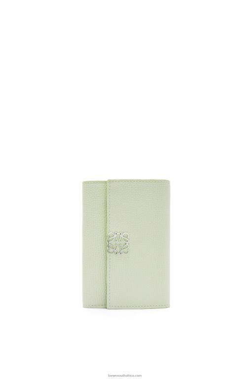 Loewe Women Anagram small vertical wallet in pebble grain calfskin 206XF1234 Light Celadon