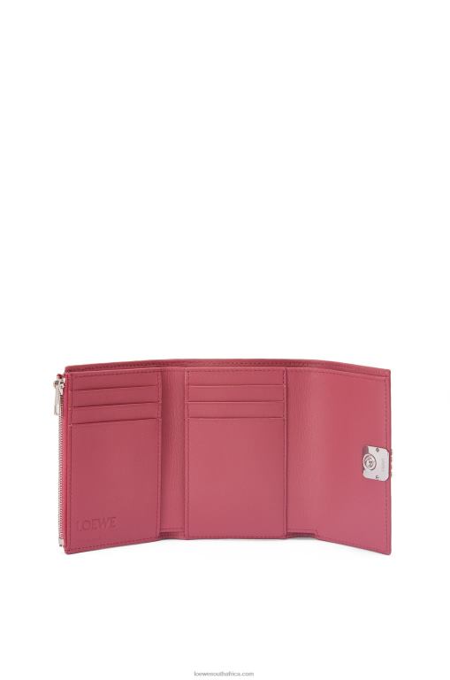 Loewe Women Anagram small vertical wallet in pebble grain calfskin 206XF1240 Plumrose