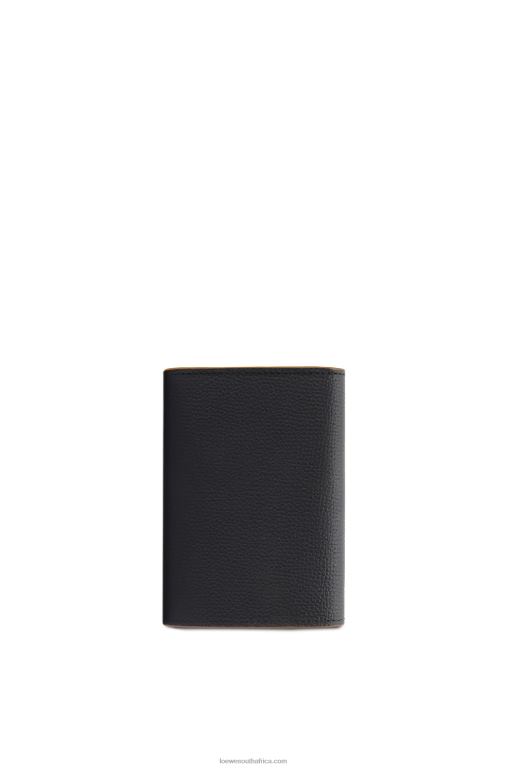 Loewe Women Anagram small vertical wallet in pebble grain calfskin 206XF1246 Black