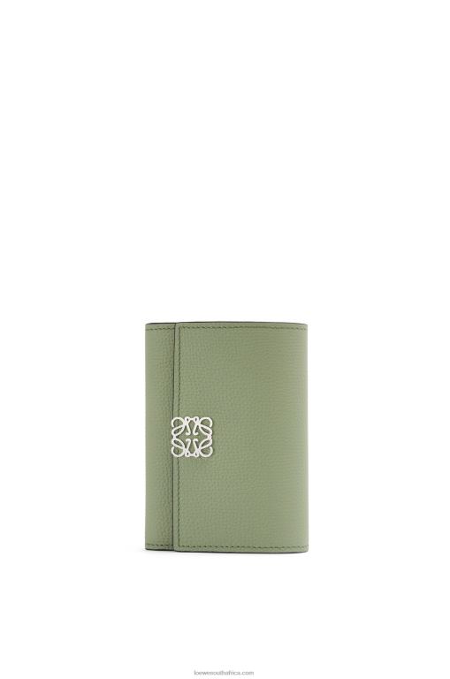 Loewe Women Anagram small vertical wallet in pebble grain calfskin 206XF1249 Rosemary