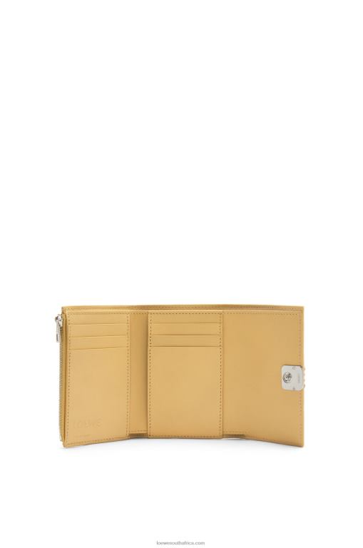 Loewe Women Anagram small vertical wallet in pebble grain calfskin 206XF1264 Dark Butter