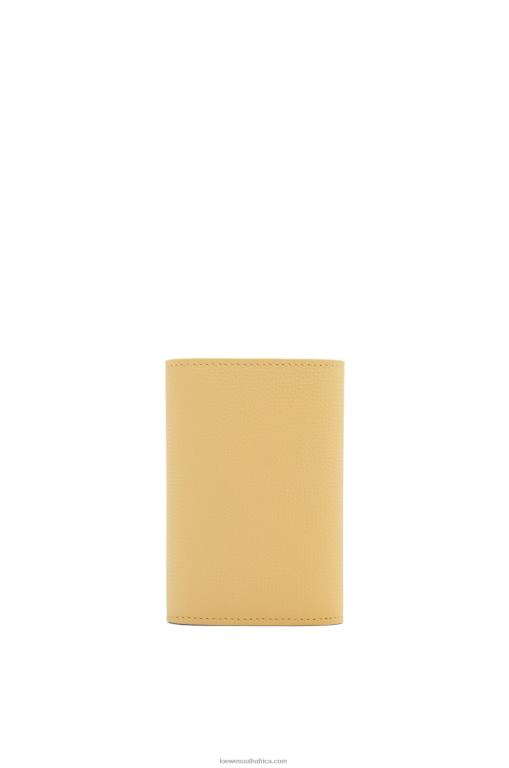 Loewe Women Anagram small vertical wallet in pebble grain calfskin 206XF1264 Dark Butter