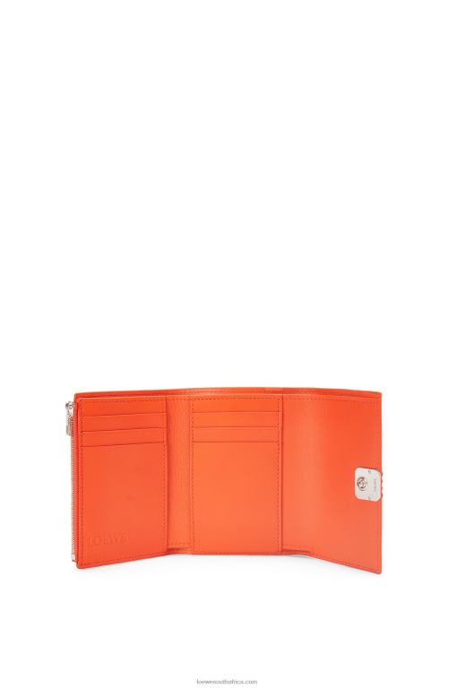 Loewe Women Anagram small vertical wallet in pebble grain calfskin 206XF1292 Orange