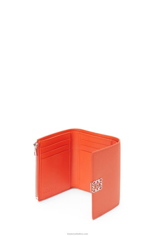 Loewe Women Anagram small vertical wallet in pebble grain calfskin 206XF1292 Orange
