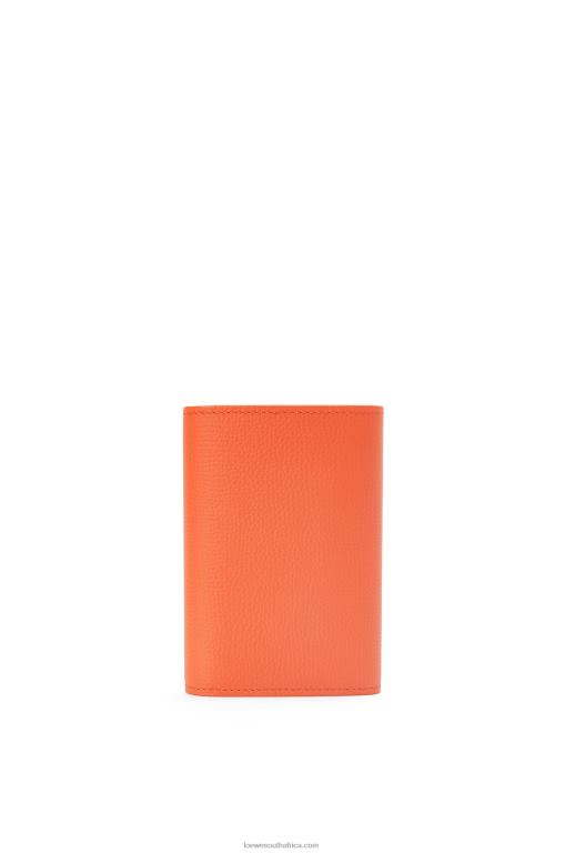 Loewe Women Anagram small vertical wallet in pebble grain calfskin 206XF1292 Orange