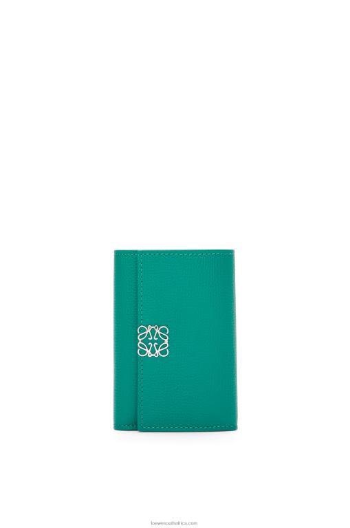 Loewe Women Anagram small vertical wallet in pebble grain calfskin 206XF1318 Emerald Green