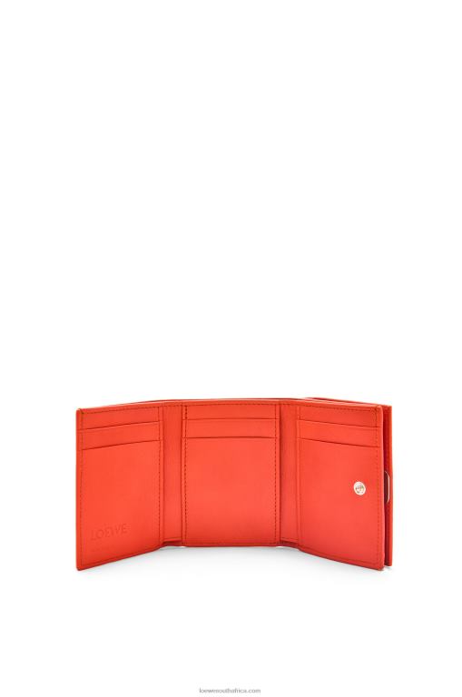 Loewe Women Anagram trifold wallet in pebble grain calfskin 206XF1204 Sunrise Orange