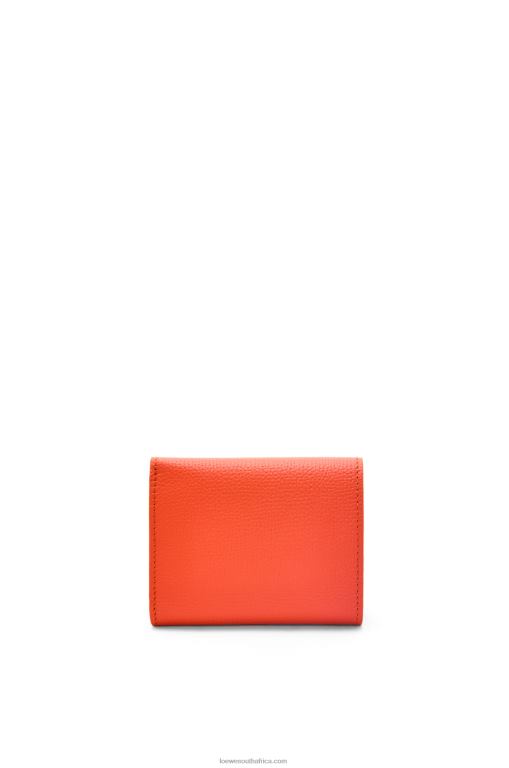 Loewe Women Anagram trifold wallet in pebble grain calfskin 206XF1204 Sunrise Orange