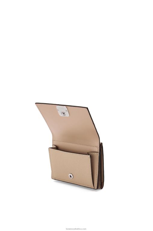 Loewe Women Anagram trifold wallet in pebble grain calfskin 206XF1214 Sand