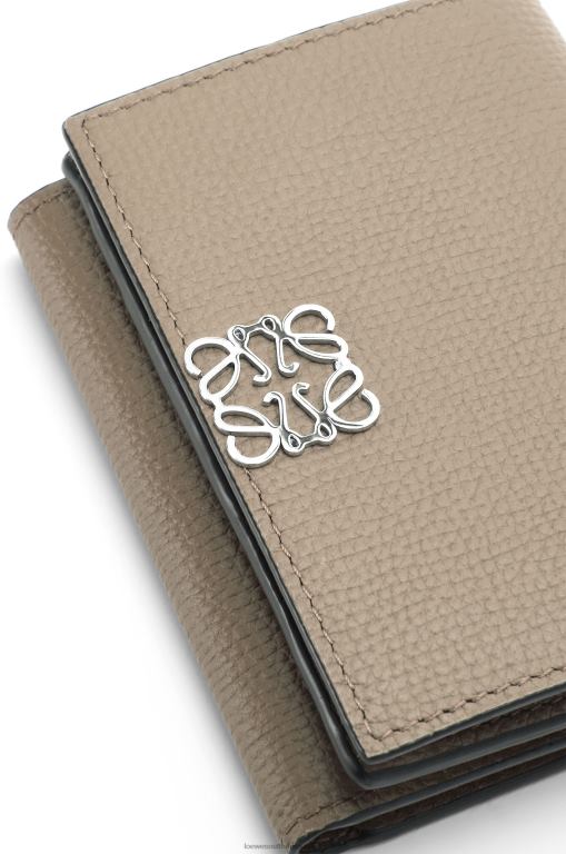 Loewe Women Anagram trifold wallet in pebble grain calfskin 206XF1214 Sand