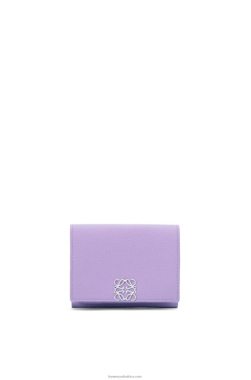 Loewe Women Anagram trifold wallet in pebble grain calfskin 206XF1235 Light Mauve