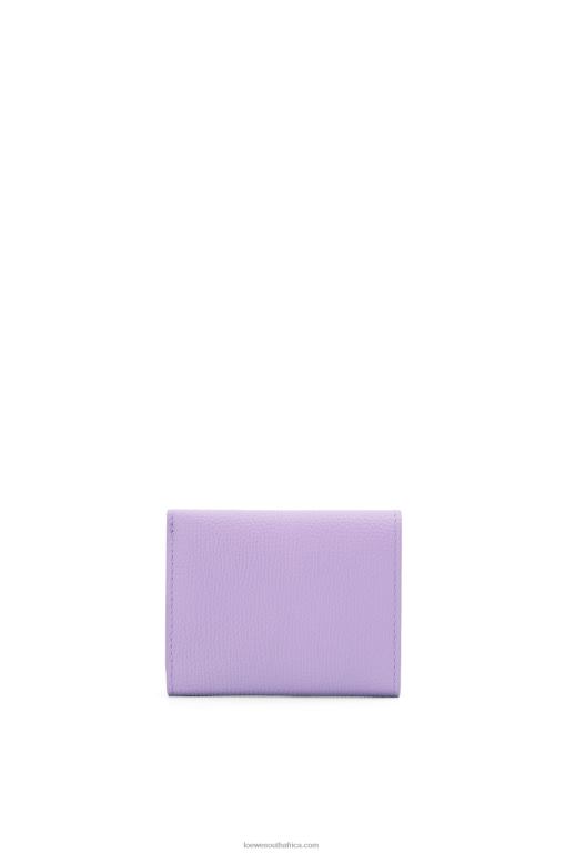 Loewe Women Anagram trifold wallet in pebble grain calfskin 206XF1235 Light Mauve